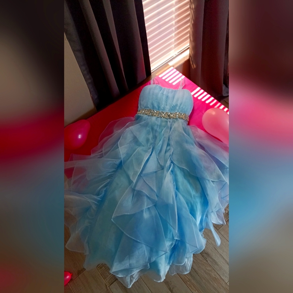 Baby blue evening dress